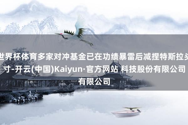 世界杯体育多家对冲基金已在功绩暴雷后减捏特斯拉头寸-开云(中国)Kaiyun·官方网站 科技股份有限公司